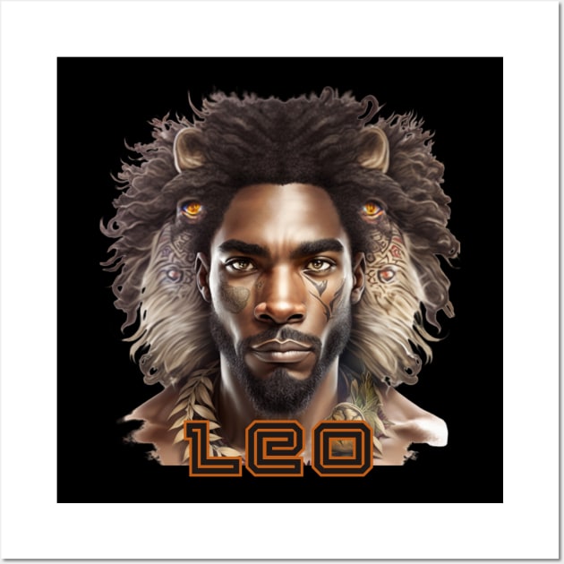 Black Leo Zodiac Sign Man Wall Art by SassyElevate2